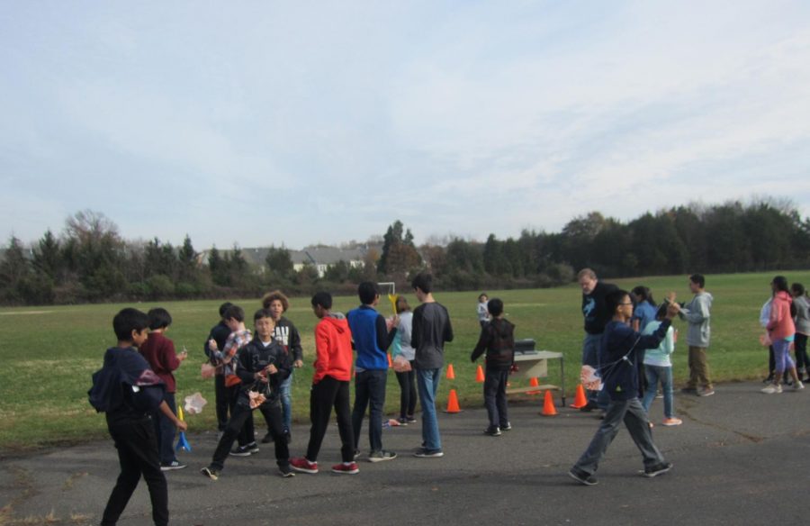  Fourth Period TechEd Kids launching rocket on Rachel Carson Middle School Field.