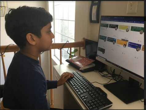 Seventh-grader Anay Bansal studies online in quarantine in December. When heard about the vaccine, he said, A Covid cure?! Has it been approved? When will we get out of quarantine!?