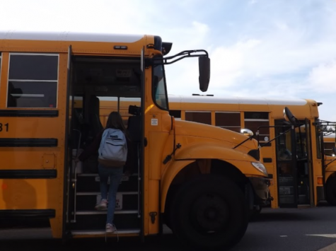 Olivia Parker, seventh grader on All Stars, gets on the bus.