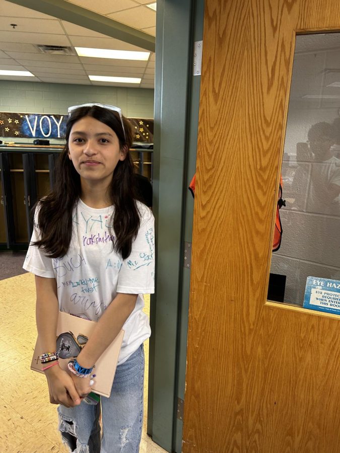 Student, Emma Vu, leaves her class for the last time as she moves on to High School