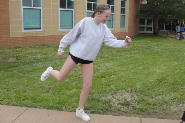 Madelyn Lawrence, a seventh-grader on the Majestics team, practices running for the Panther Prowl.