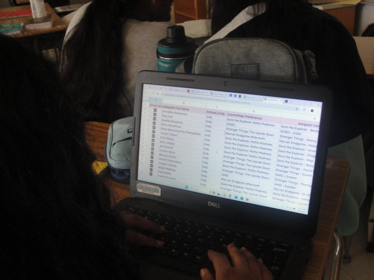 Arohi, a member of MUN, is editing a spreadsheet for the conference.