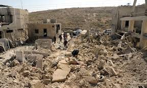 Destroyed Syrian building after Israeli airstrike. 